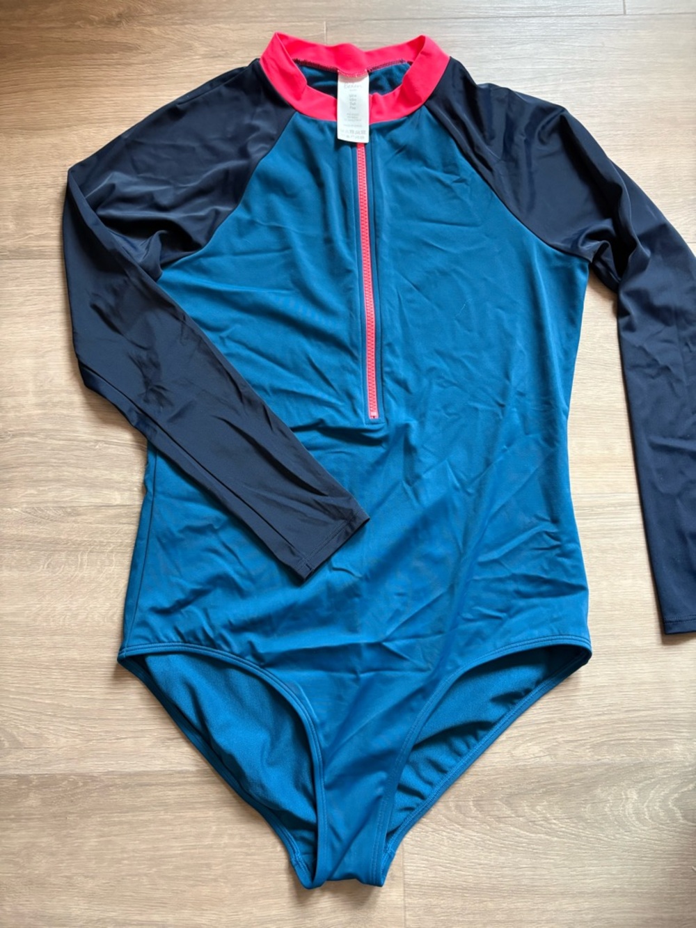 Boden Zip-Front Rash Guard Swimsuit